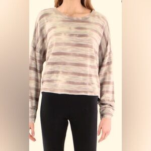 Anthropologie Maronie beige poly/cotton knit stripped sweater. Size Medium. NWT.